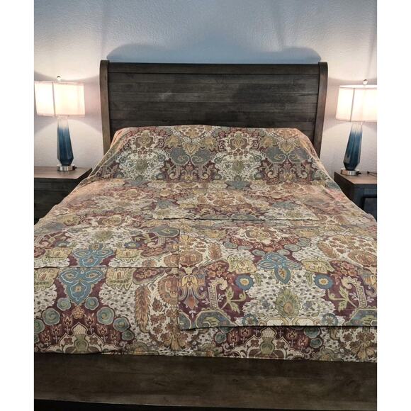 New Pottery Barn Angelian Ikat Reversible King Duvet Cover 3 Standard Shams - Picture 4 of 13